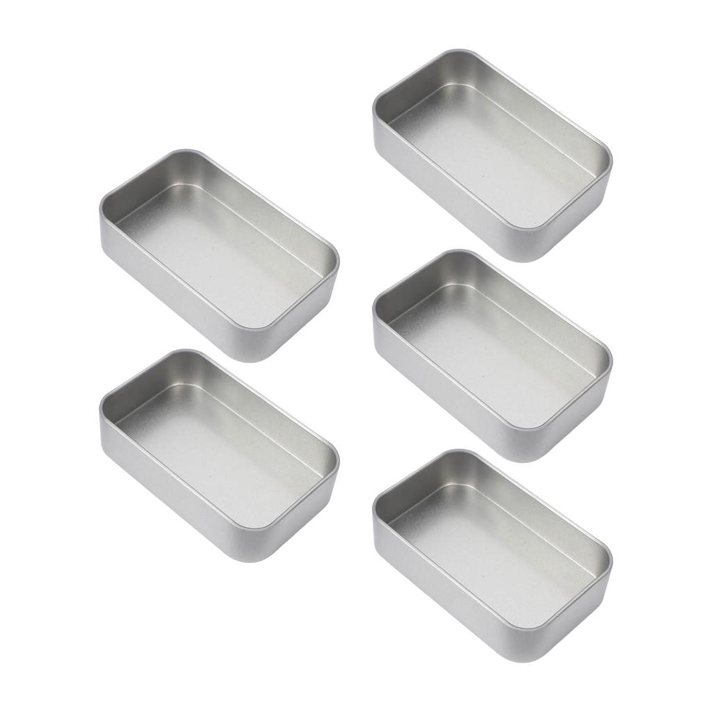 5pcs Metal Rectangular Empty Box Pins Jewelry Crafts Storage Reusable Portable Containers Box Silver