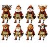 Plush Scarf Santa Decor Christmas Stocking Holder, Mantel Resin Sitting Leg Hook, Winter Holiday Room Festive Character Ornament for Home Fireplace
