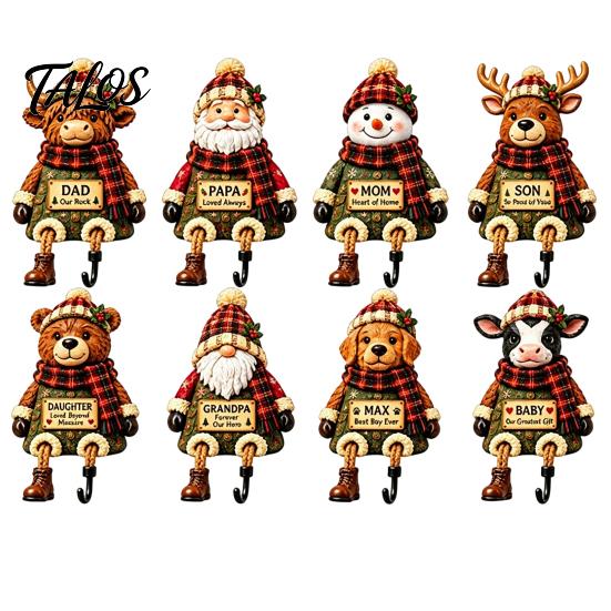 Plush Scarf Santa Decor Christmas Stocking Holder, Mantel Resin Sitting Leg Hook, Winter Holiday Room Festive Character Ornament for Home Fireplace