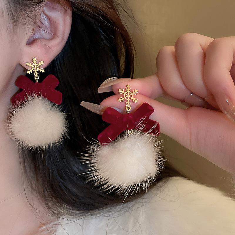 

Pink Zircon Star Christmas Tree Stud Earrings - Elegant High-End European & American Holiday Ear Jewelry