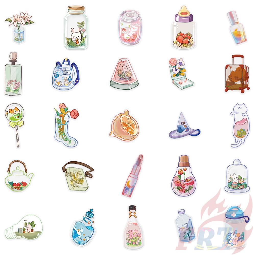 50Pcs/Set Crystal Bottle Art PET Stickers Waterproof DIY Fashion Doodle Decals Stickers