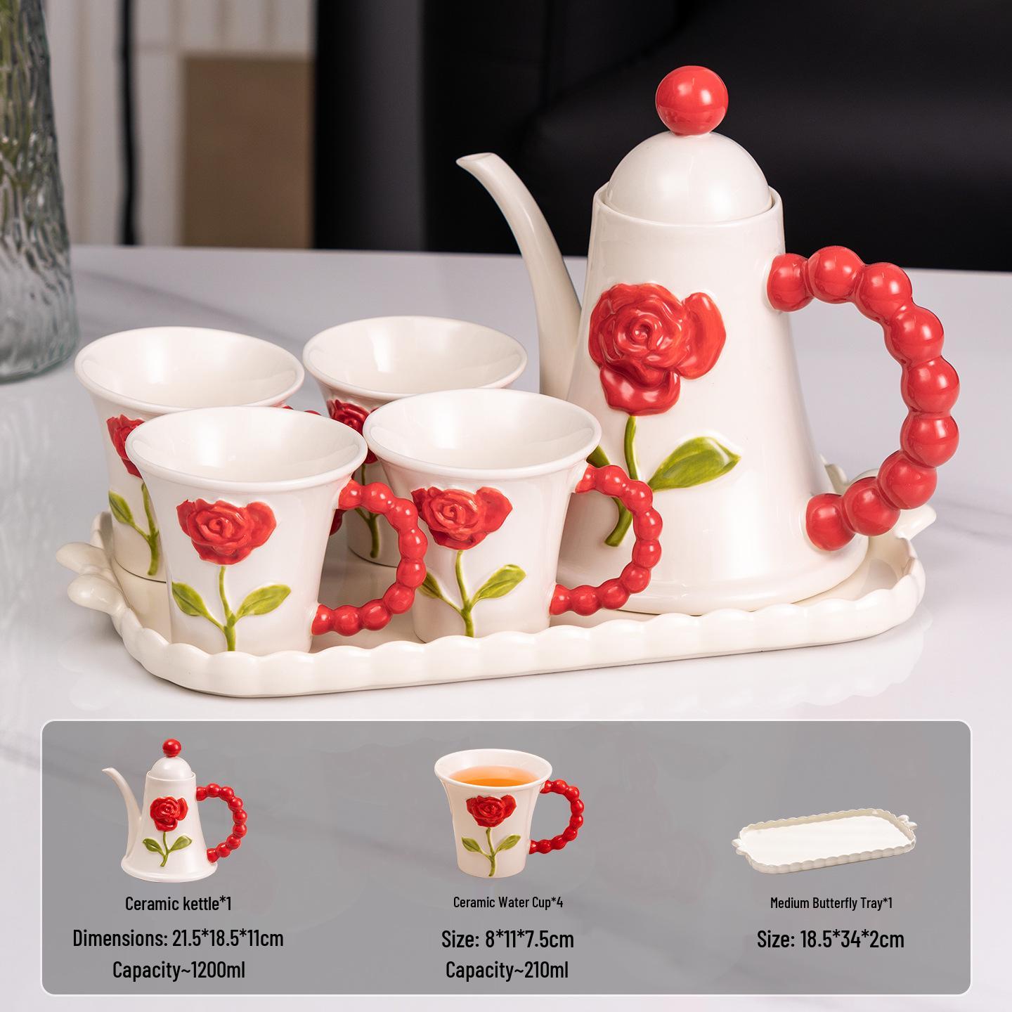 Hand-Painted Irregular Ceramic Mug - Tulip Lily Design