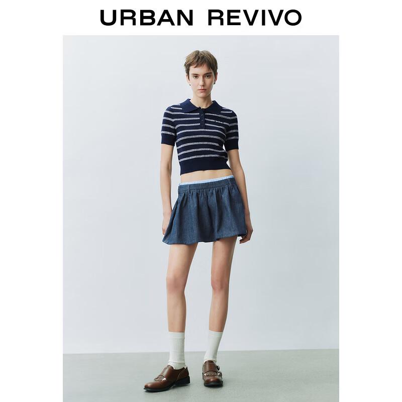 

Женский трикотажный топ-поло UR с вышивкой, в полоску, с цветными блоками, приталенного силуэта XS