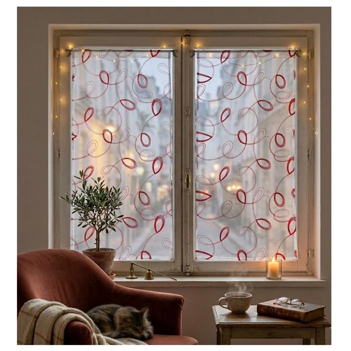 Voilage - EDEN - Hoop - 60 x 90 cm - Rouge - 100% polyester