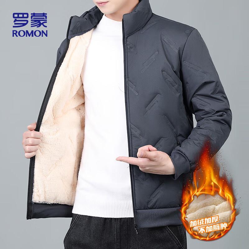 ROMON Men's Thickened Fleece-lined Stand Collar Padded Jacket ZH2588