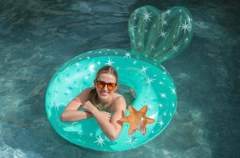 Kids' and adults' swim rings for girls and boys, perfect for summer, the beach, or the pool. Cute, sparkly, and colorful with handles. Safe for water