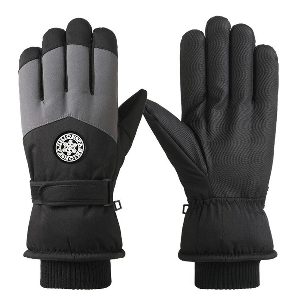 PU Leather Winter Cycling Gloves Full Fingers Non-Slip Touch Screen Gloves Fleece Lining Waterproof Waterproof Gloves