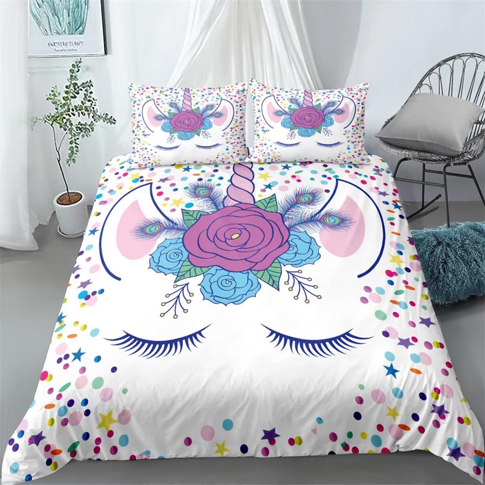 Unicorn Down Comforter Set Bedding Set 3-piece Duvet Cover Set