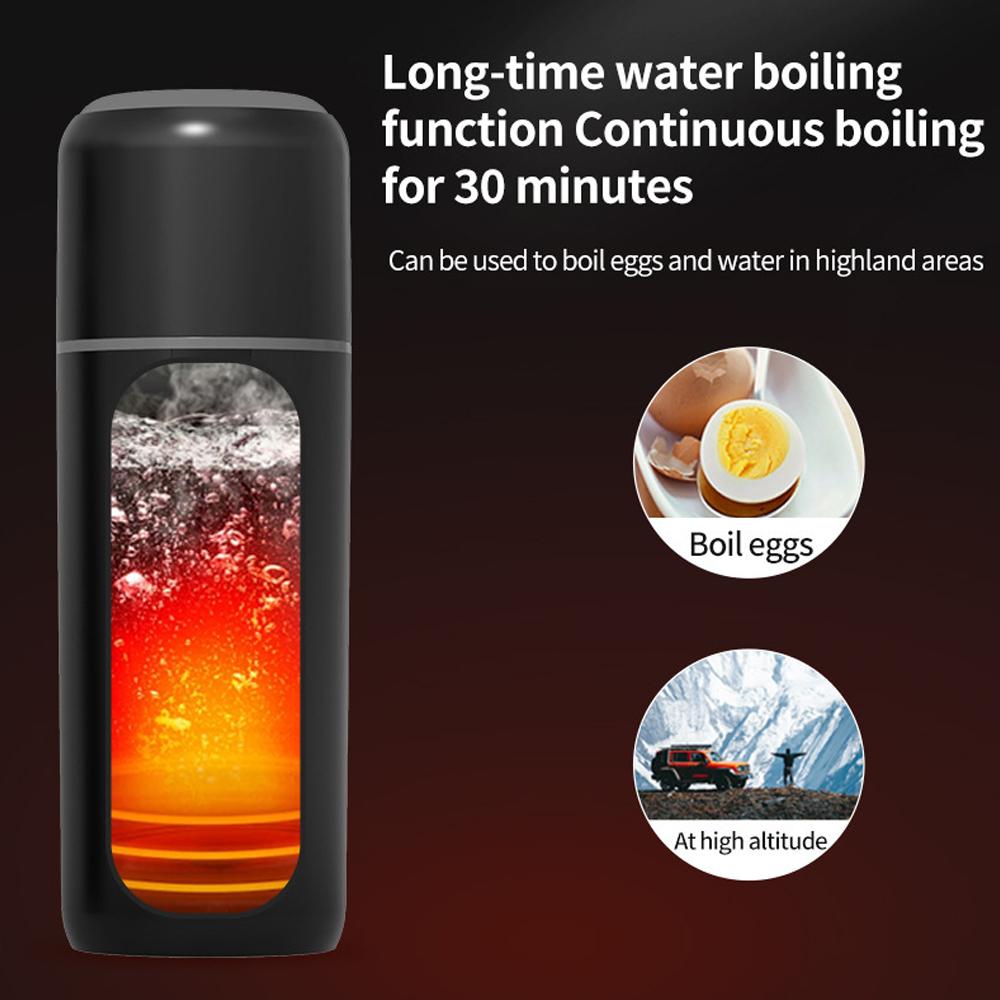 Car Electric Kettle 12V/24V Universal USB Portable Water Boiler Cup 500ml 316 Stainless Steel Fast Heating/Keep Warm