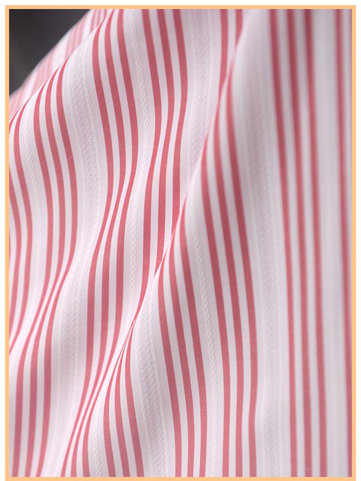 Children's Spring Doll Dress: Red, White, Blue, Black Striped Jacquard Polyester with Floral Wall Design