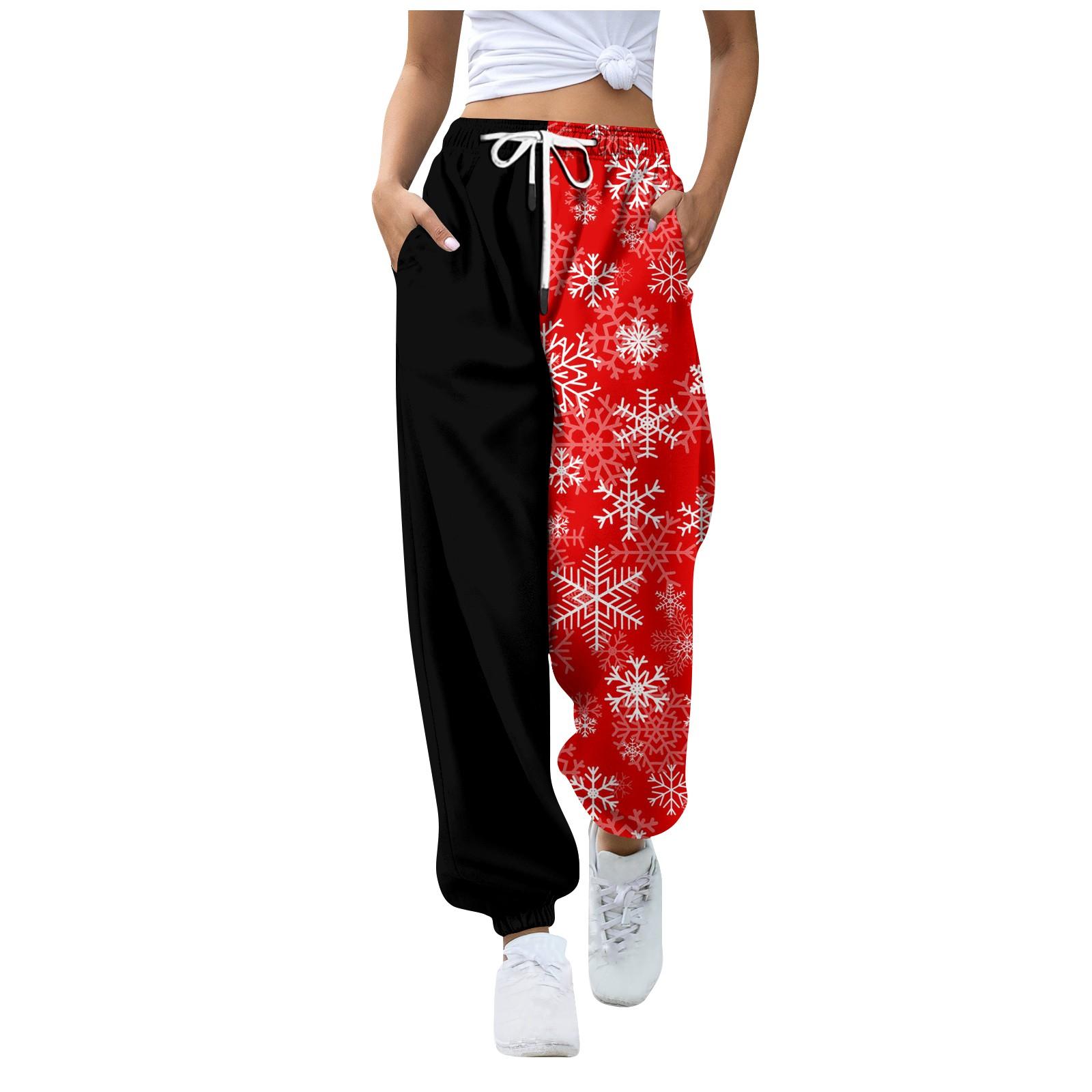 

Жіночі повсякденні модні різдвяні принтові повсякденні штани з гумкою на талії XXXL
