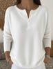 Maglione da Donna a Manica Lunga con Scollo a V e Dettaglio Bottoni, Vestibilità Larga, Pullover Casual