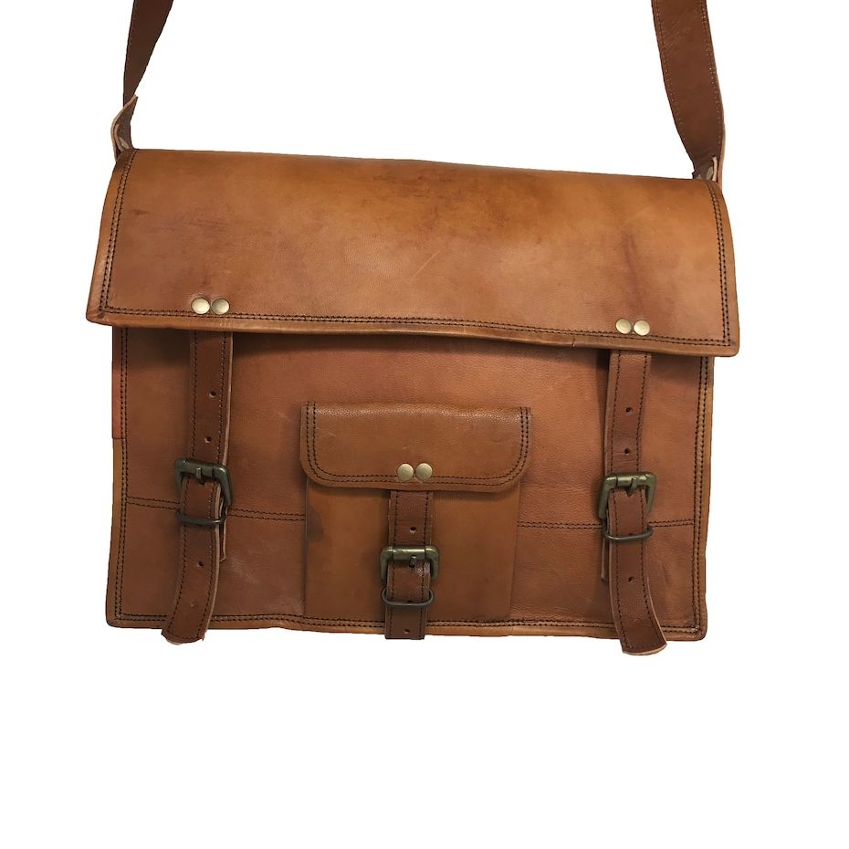 15' Personalisierte Echtleder Messenger Bag Laptoptasche Schultertasche Geschenk für Männer Bürotasche Arbeit Aktentasche Große Satchel Rustikale Tasche