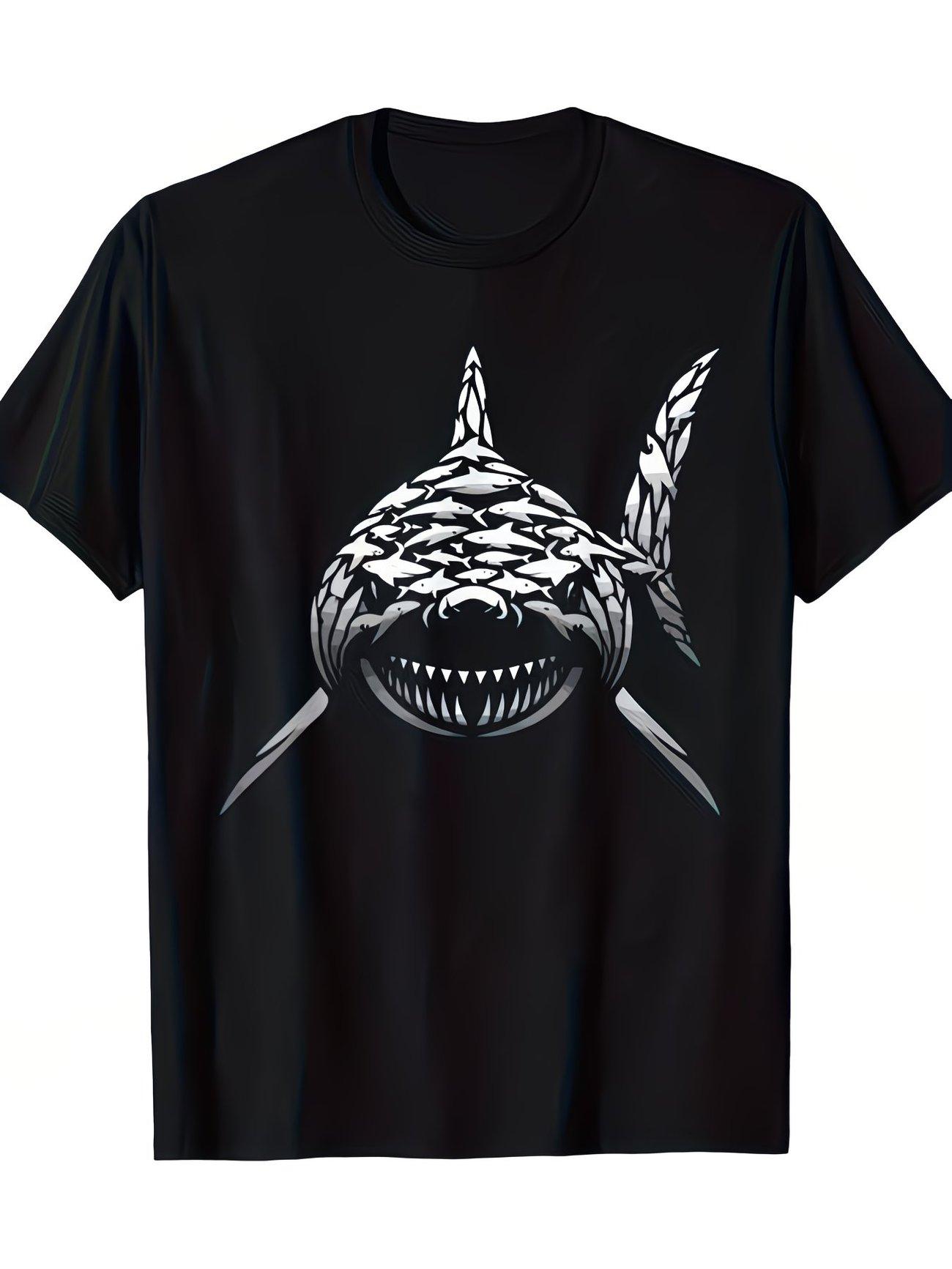 Plus Size Men s Shark T-shirt | 220g Fabric | Size 3XL-5XL XL