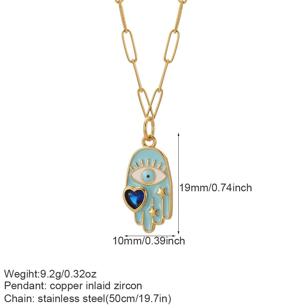 Evil Blue Eye Necklace for Women Cute Heart Boho Moon Star Pendant Gold Color Long Stainless Steel Chain Collars Fashion Choker
