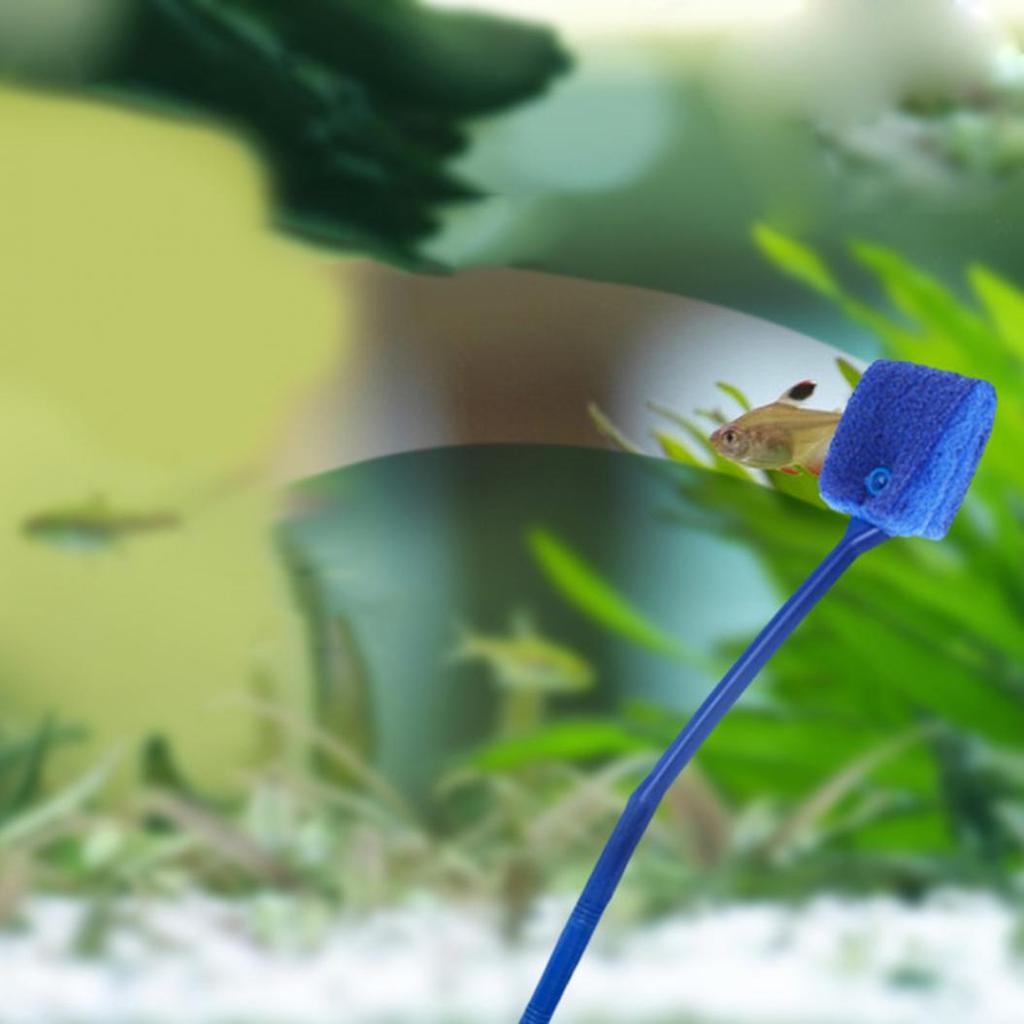 Double Side Brush Scrubbers Aquarium Long Handle Fish Tank Cleaning Tool