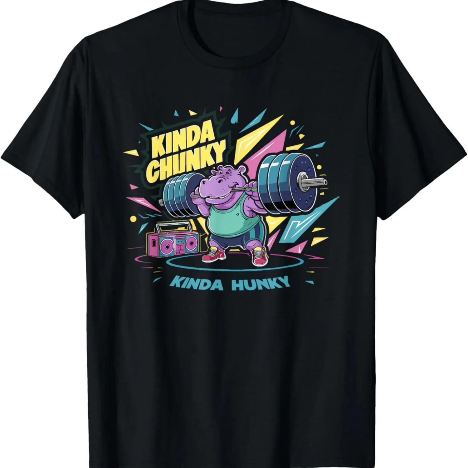 Kinda Chunky Kinda Hunky Bodybuilding Gym Weightlifter Funny T-Shirt S