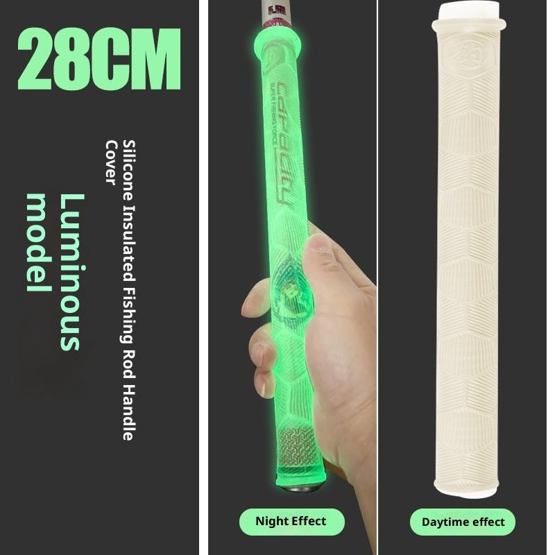 1Pc Luminous Silicone Anti Slip Fishing Rod Handle Glow Grip Cover For Night Outdoor Fishing Universal Protective Sleeve