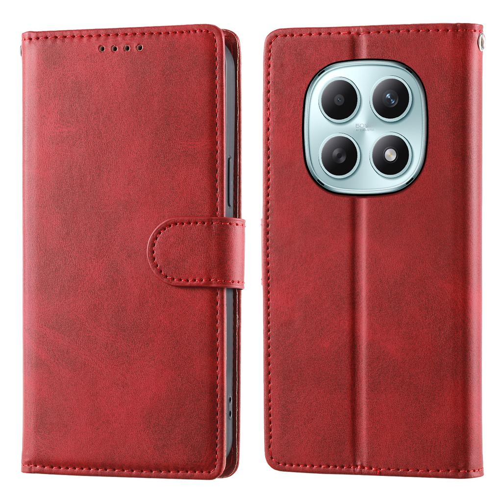 For Xiaomi Poco M8 5G/Redmi Note 15 5G (Global) Case Stand Wallet Calf Texture PU Leather Flip Phone Cover with Wrist Strap