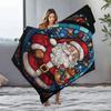 Tuniu Christmas Santa Cartoon Print Blanket for Sofa Bed Room Decoration Gift