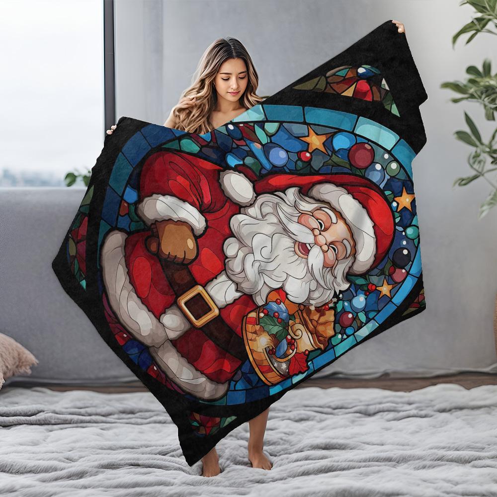 Tuniu Christmas Santa Cartoon Print Blanket for Sofa Bed Room Decoration Gift