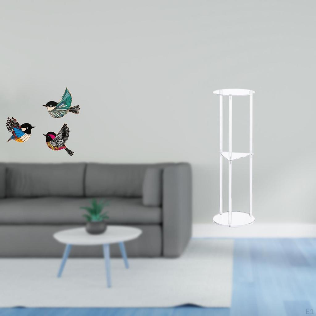 Wooden Bird Wall Art And Clear Acrylic Side Table Set for Garden Study Room Farmhouse Office Balcony