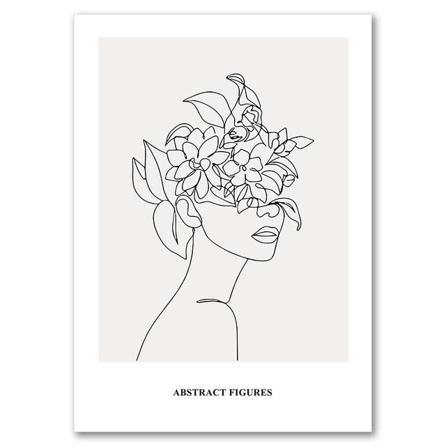 

Богемный абстрактный персонаж линия цветок лицо плакат настенное украшение интерьера украшение гостиной картина маслом 21cm×30cm NoFrame