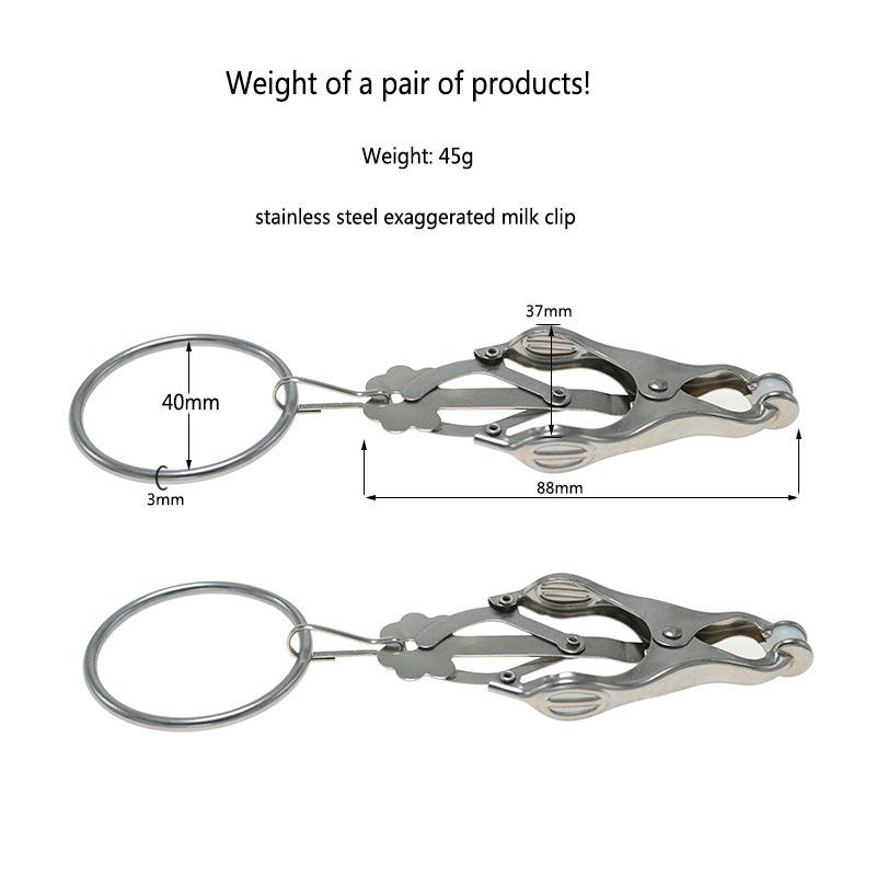 Stainless Steel Nipple Clamp Rings Sexy Butterfly Clip Female Flirting Tools Foreplay Toys Adult Supplies Pendant