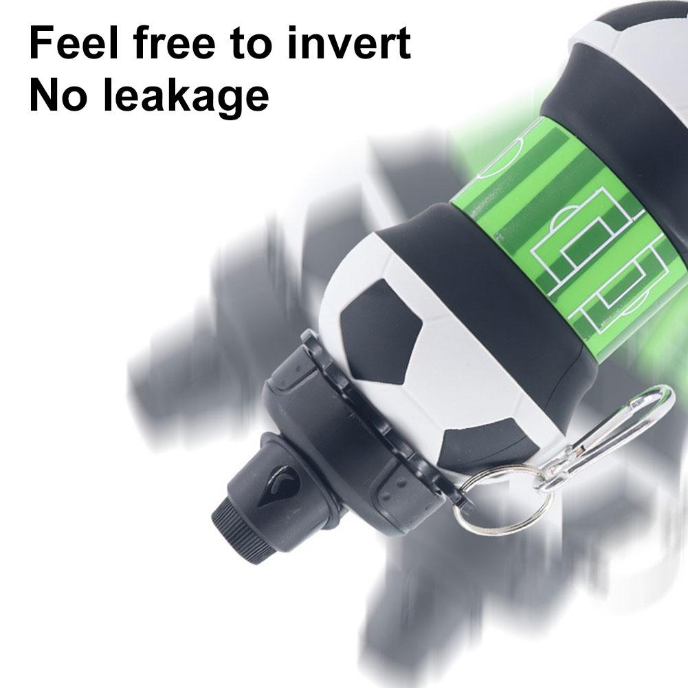 550ml Foldable Football/basketball Silicone Water Bottle Children/student Outdoor Sports Water Bottle with Carabiner