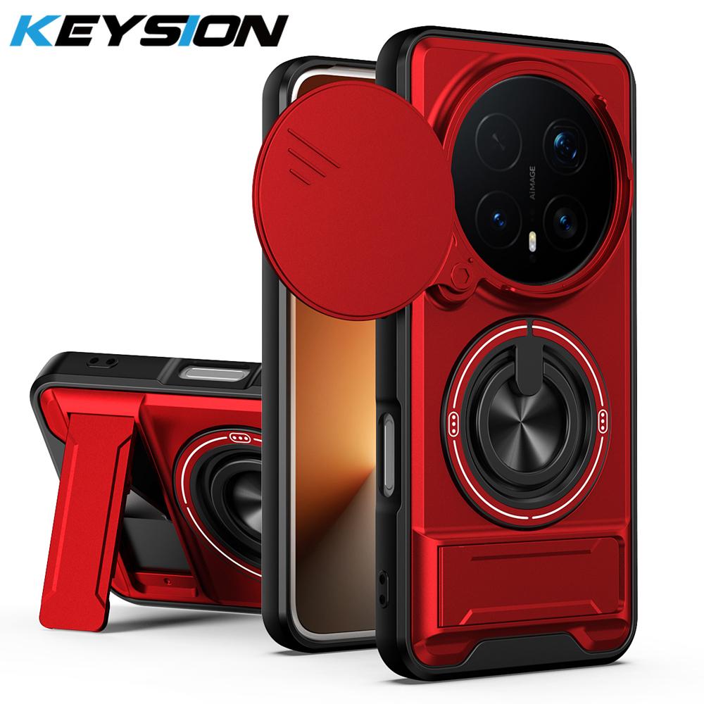 KEYSION Magnetic Phone Case for HONOR Magic 8 Pro 5G Slide Camera Protection Upright Kickstand 360 Ring Shockproof Back Cover