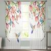 Magnolienblumen und Kolibri, transparente Fenstervorhänge für Wohnzimmer, Schlafzimmer, Voile-Tüll-Vorhänge, Stoffvorhänge für die Küche
