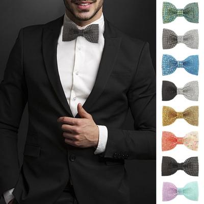 Pajarita para Hombre Patchwork Color Pedrería Brillante Cuerda Elástica Corbata Decoración de Traje Ropa Formal Accesorio para Fiesta de Boda