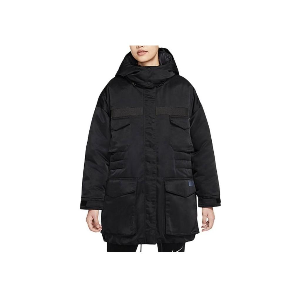 Nike Sportswear Down-Fill City Ready Warm Multi-Pocket Reflective Long Hooded Coat Women Outerwear Black CZ1142-010