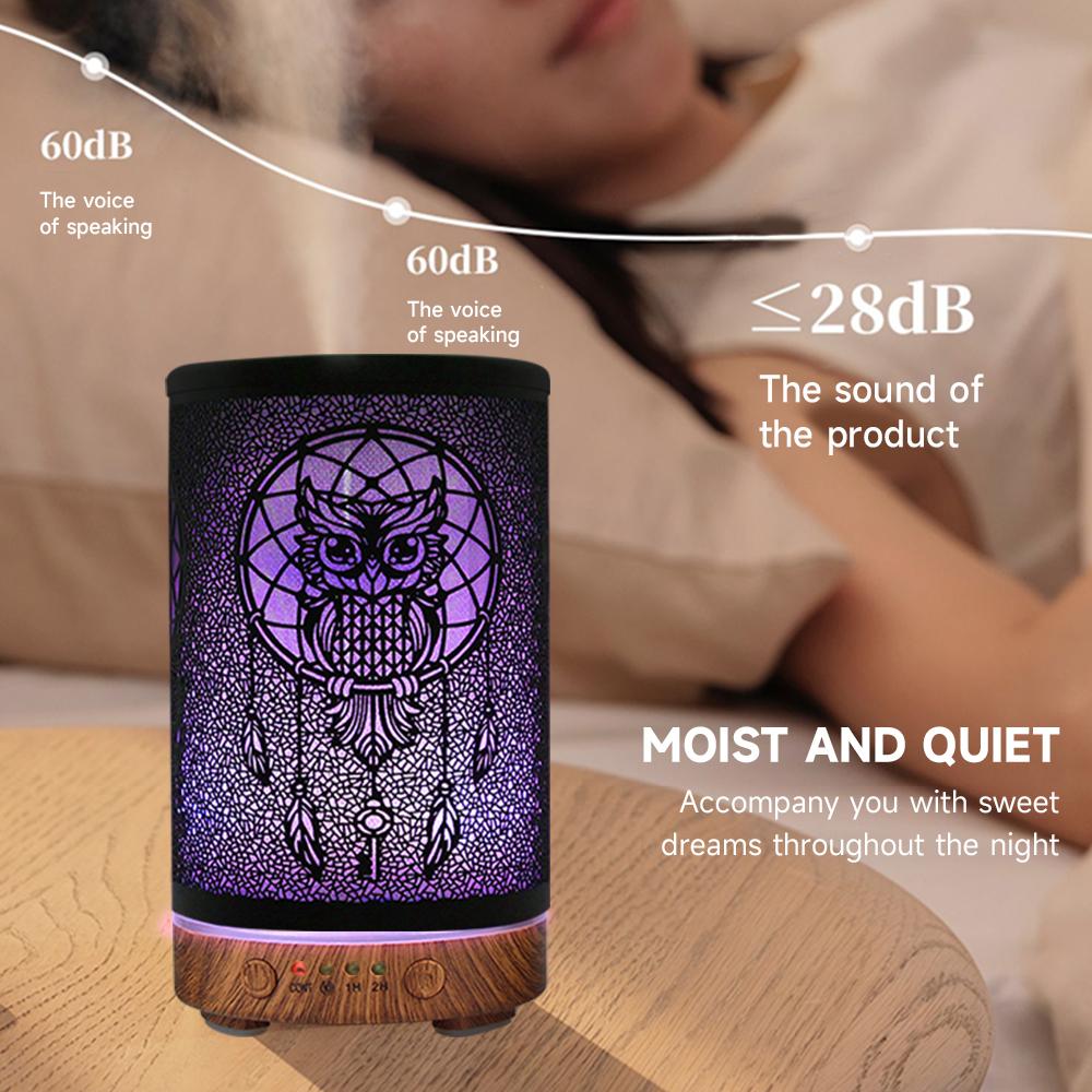 Iron Art Essential Oil Diffuser 100ml Timing Function Ultrasonic Air Humidifier Aroma Diffuser Home Appliance with LED Lights