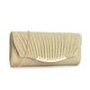 Women's Pleated Evening Clutch: Chain Crossbody Party Handbag & Wedding Makeup Bag