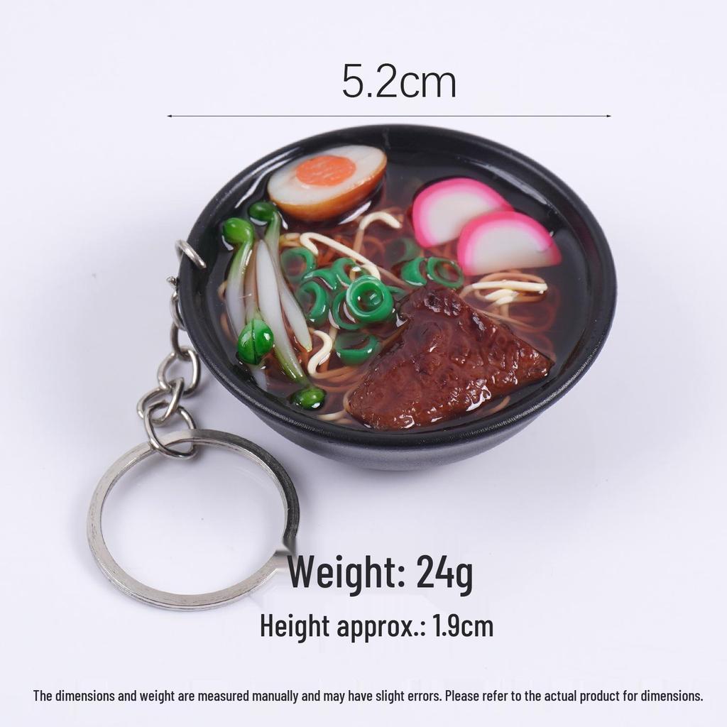 Japanese Ramen Keychain: Large Seafood Noodle Bowl Pendant and Claw Machine Toy
