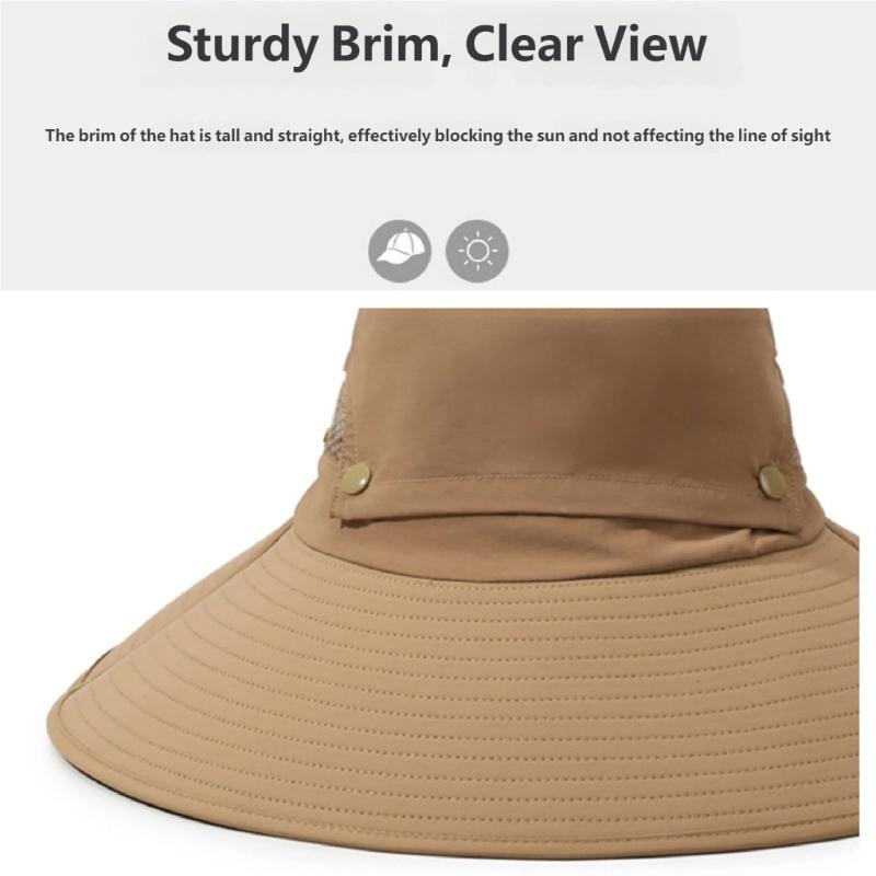 Adjustable Wide Brims Sun Hat For Men With Removable Top Panel Breathable Outdoor Fishing Cap Sun Protections
