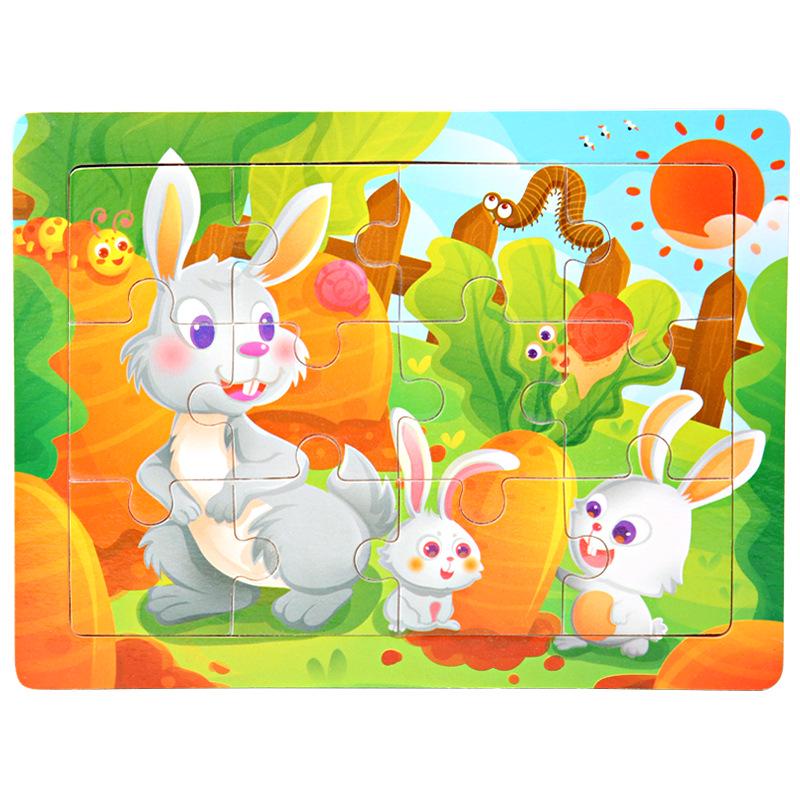 15*11cm 3D Puzzle Cartoon Animals Wood Puzzle Kids Cognitive Jigsaw Puzzle Baby Wooden Toys Educational Toys for Children