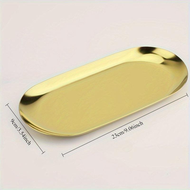 3 Pieces of Oval Metal Jewelry Trays - Multi-functional Stainless Steel Cosmetic Storage Box, Bathroom Accessory Storage Box