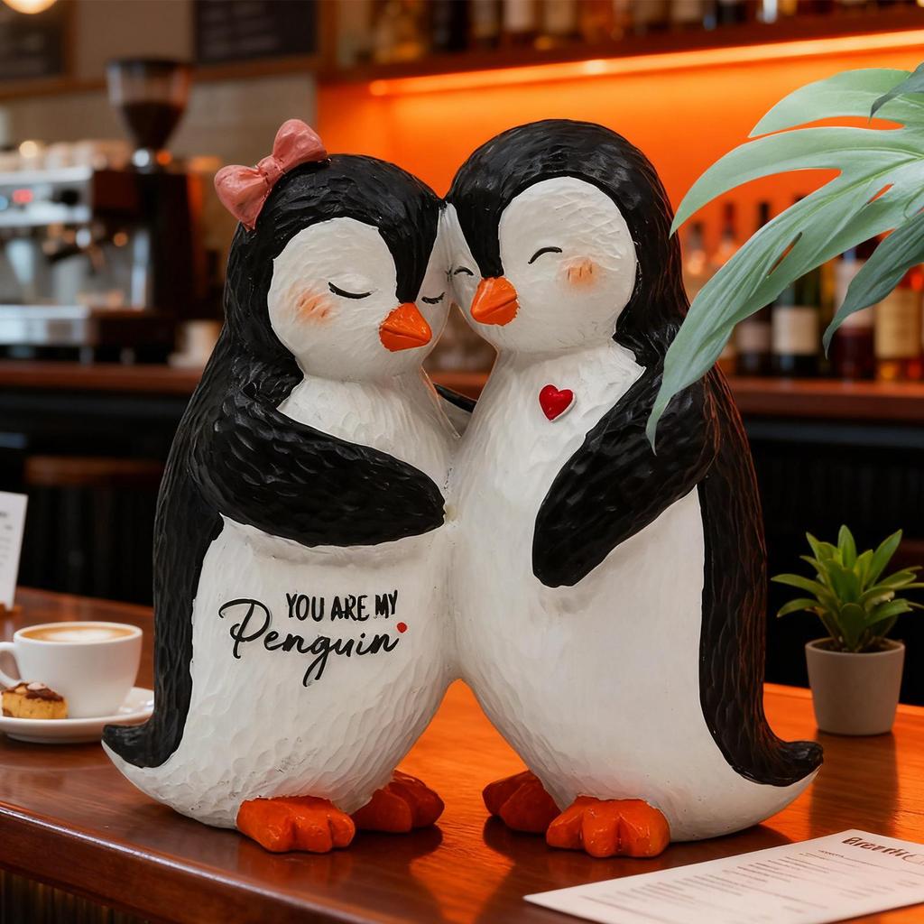 Couple Penguin Figurine Cute Romantic Resin Penguin Lovers Statue Home Decor For Christmas Birthday Valentines Day