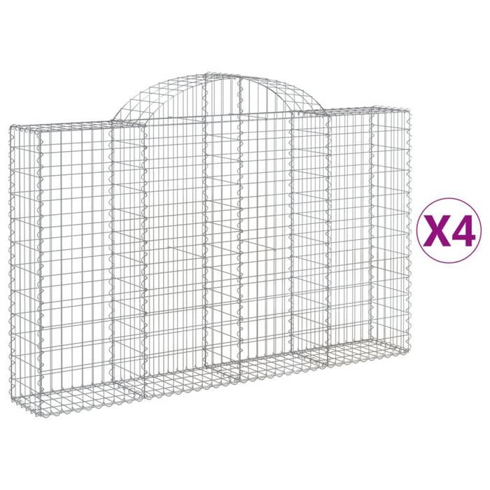 VidaXL Paniers à gabions arqués 4 pcs 200x30x120/140 cm Fer galvanisé, gabion, cage de gabion, panier de mur de gabion, mur 3146133