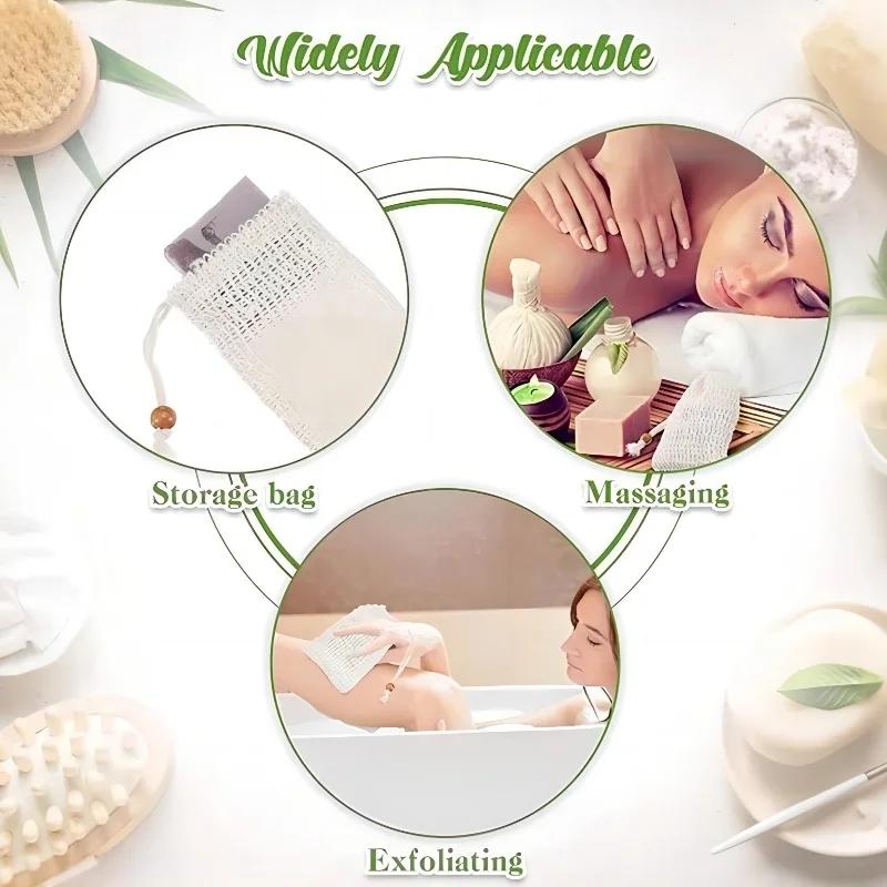1-10 Stück Duschbad Sisal Seifenbeutel Natürlicher Sisal Seifenbeutel Peeling Seifensparer Beutelhalter für Bad & Dusche Seifenaufschäumende Netzbeutel