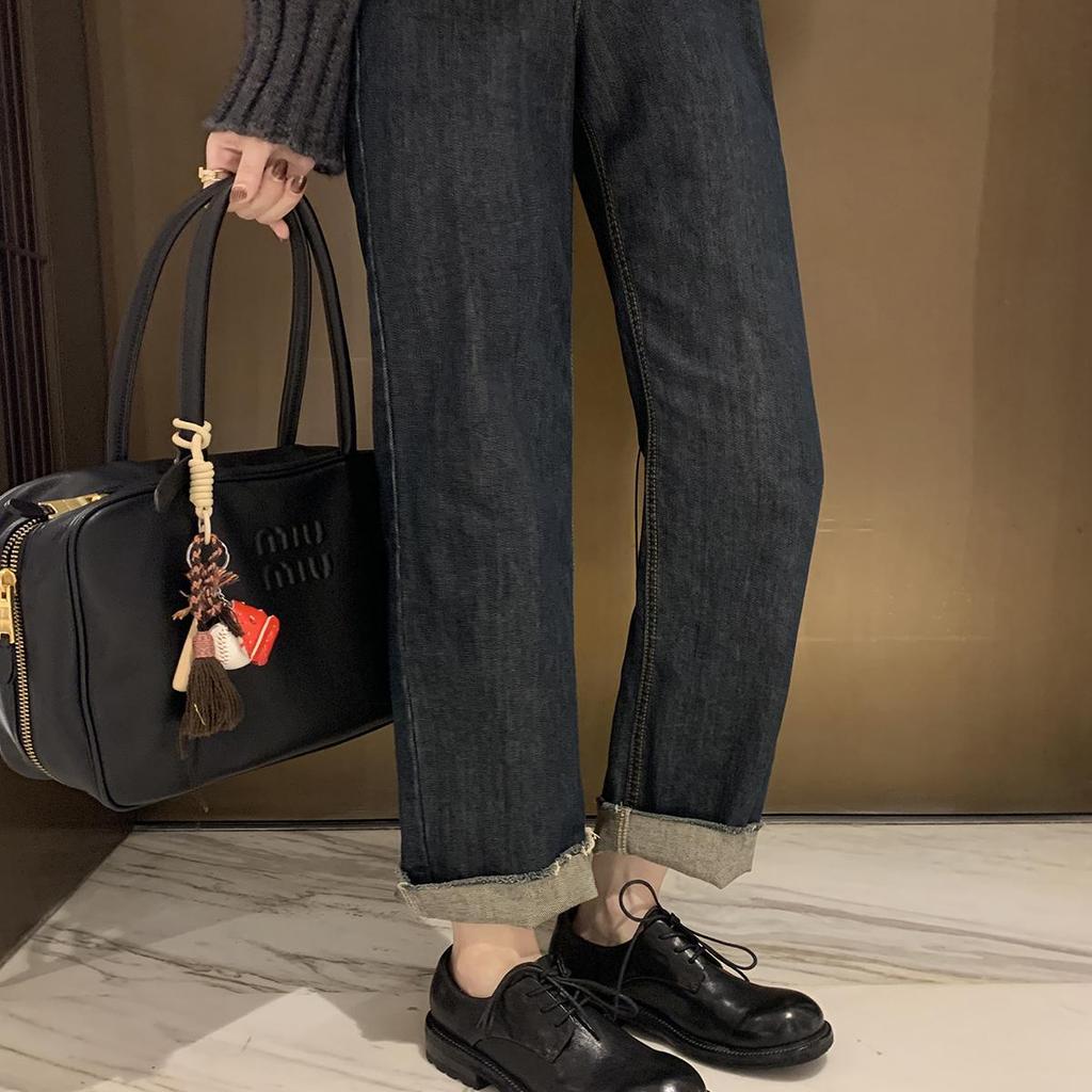 Cowhide version grape mother same washed shrink horse leather shoes Derby small leather shoes women's British style lace-up loafers