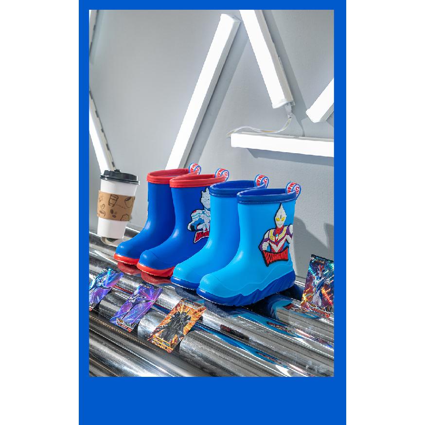 Boys' Rain Boots Ultraman Kindergarten Outdoor Thick-Soled Zero Children's Rain Shoes Toddler Lightweight Non-Slip Waterproof Rubber Shoes