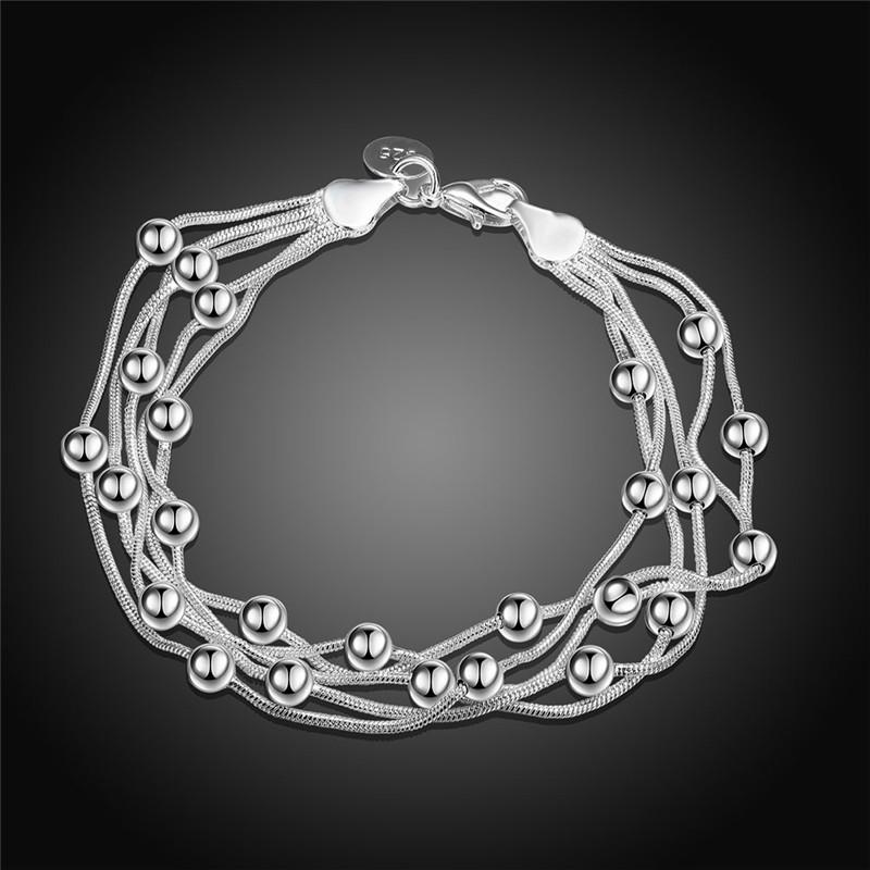 Cross Accessories Five-Line Light Bead Silver-Plated Bracelet for Women