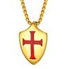 U7 Templer Halsketten aus Edelstahl für Herren Ritterkreuz Schild Anhänger 3D Geprägtes Amulett Symbol Christlicher Unisex Schmuck Geschenk