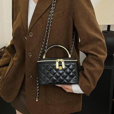 Borsa a Mano a Scatola Argyle con Catena - Stile Coreano da Donna, Borsa a Spalla e Crossbody Versatile