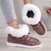 Women's Large Size Fleece-Lined Lace-Up Suede Short Snow Boots.