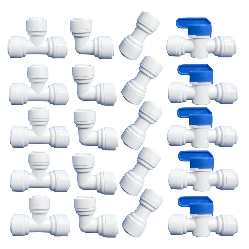 20 Pieces 38 Inch Quick Connect Fittings for RO Systems Easy Installation with Non Locking Clip Compatible with 3/8 Inch Tubing