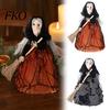 Multi-use Witch Decor Halloween Kitchen Doll, Small Statue with Broom, Three-dimensional Tabletop Party Decoration for Table Fireplace Holiday